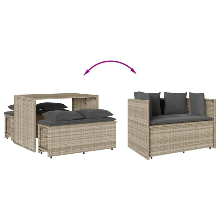Set mobilier de grădină cu perne, 3 piese,gri deschis,poliratan - WALTI WALTI