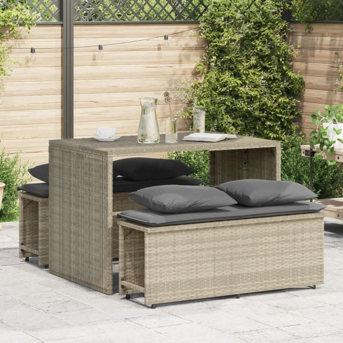 Set mobilier de grădină cu perne, 3 piese,gri deschis,poliratan - WALTI WALTI