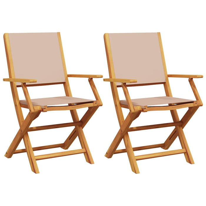 Scaune de grădină 2 buc., taupe, lemn masiv acacia și textil - WALTI WALTI