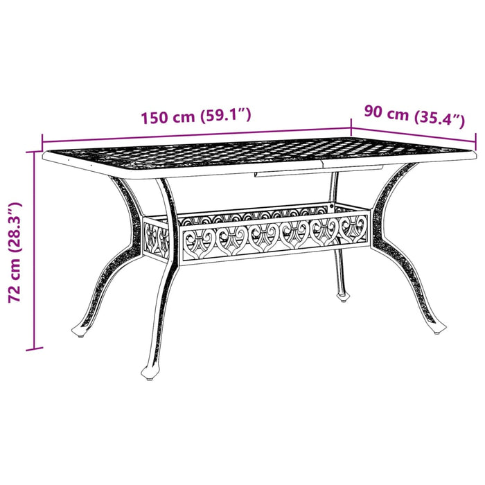 Masă de grădină, negru, 150x90x72 cm, aluminiu turnat - WALTI WALTI