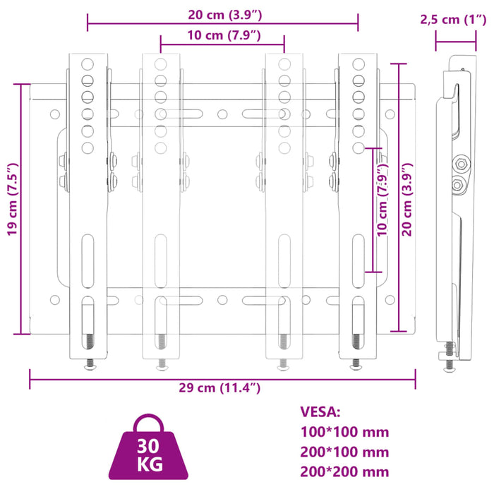 Suport TV de perete, ecran 14-42 inchi Max VESA 200x200 mm 30kg - WALTI WALTI