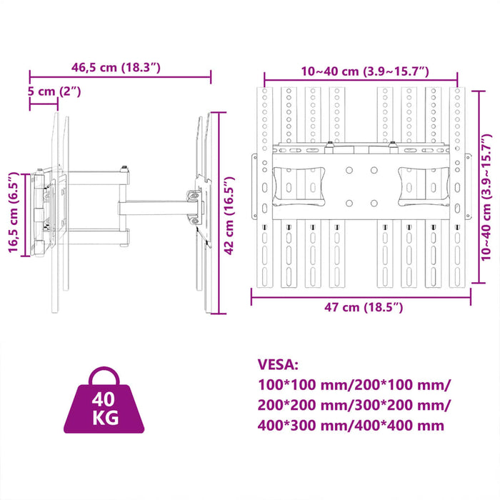 Suport TV de perete ecran 26-70 inchi Max VESA 400x400 mm 40kg - WALTI WALTI