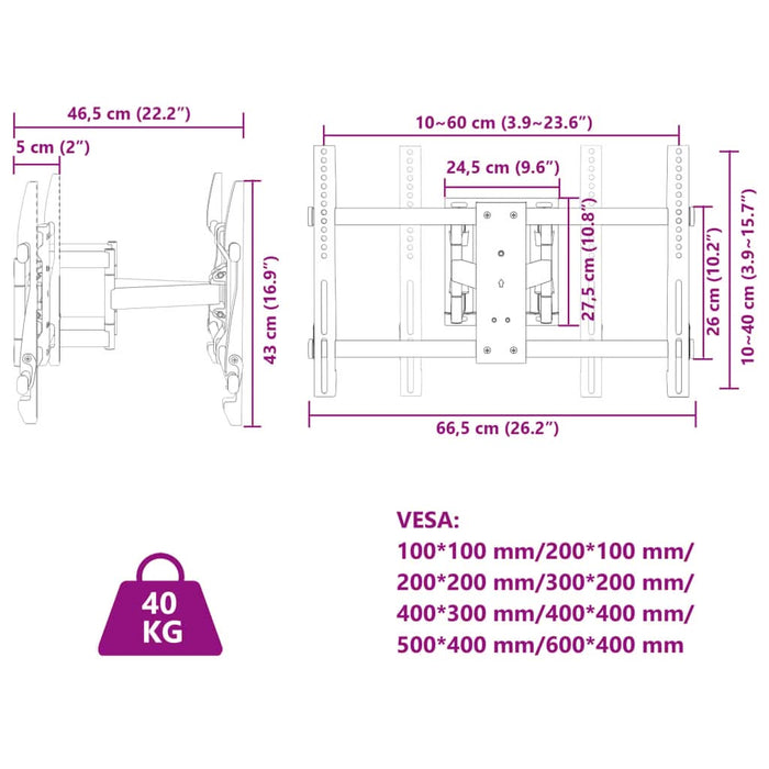 Suport TV de perete ecran 37-80 inchi Max VESA 600x400 mm 40kg - WALTI WALTI