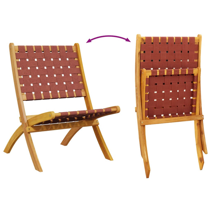 Scaune de grădină pliante 2 buc. roșu lemn masiv acacia/textil WALTI