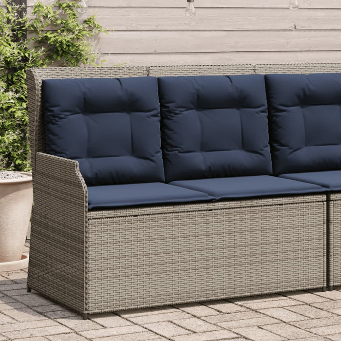 Bancă de grădină rabatabilă cu perne, gri, din poliratan WALTI