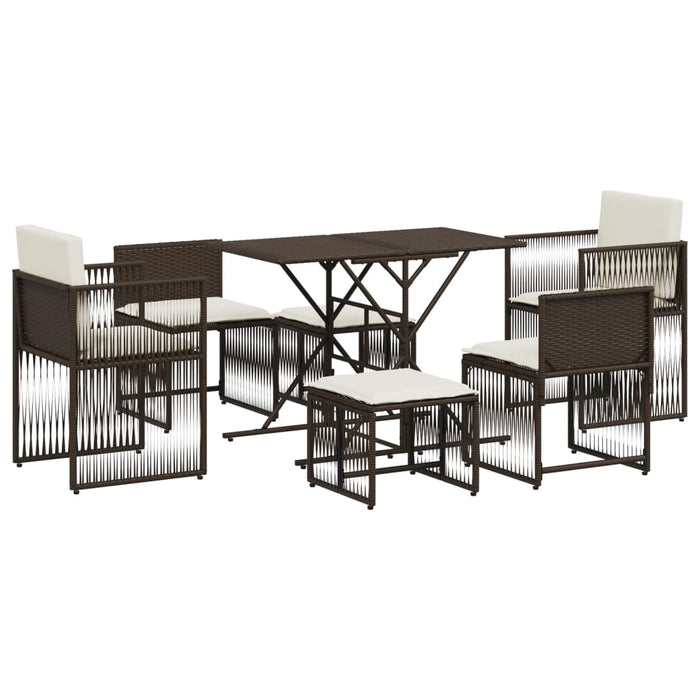 Set mobilier de grădină cu perne, 7 piese, maro, poliratan - WALTI WALTI