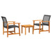 Set mobilier bistro, 3 piese, poliratan negru/lemn de acacia - WALTI WALTI