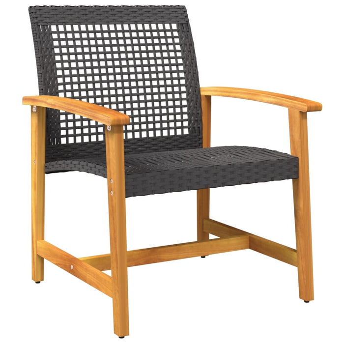 Set mobilier bistro, 3 piese, poliratan negru/lemn de acacia - WALTI WALTI