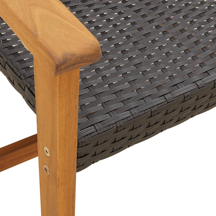 Set mobilier bistro, 3 piese, poliratan negru/lemn de acacia - WALTI WALTI