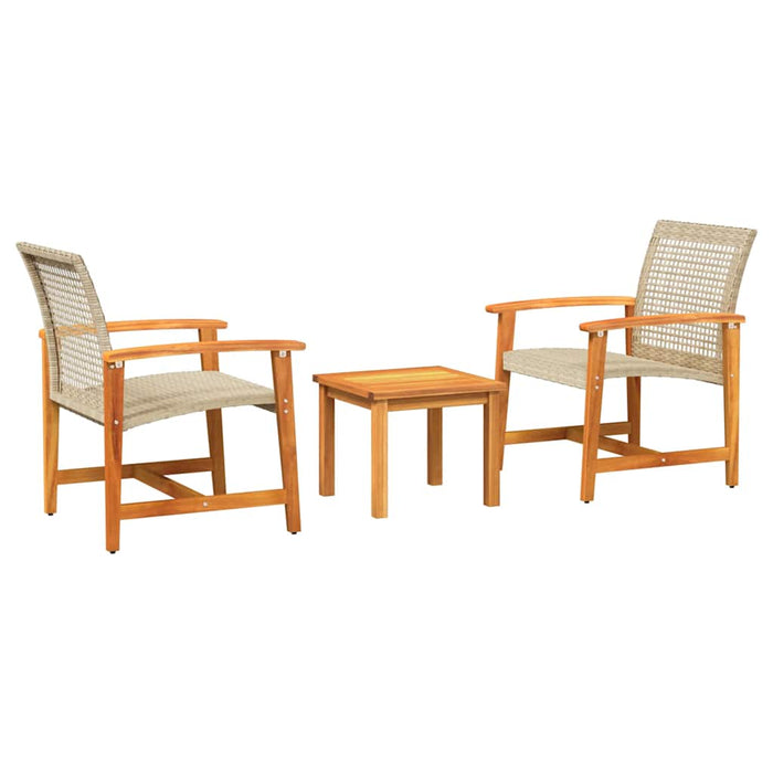 Set mobilier bistro, 3 piese, poliratan bej/lemn de acacia - WALTI WALTI