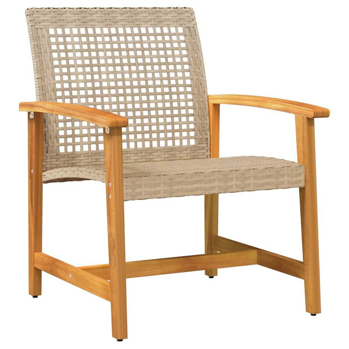 Set mobilier bistro, 3 piese, poliratan bej/lemn de acacia - WALTI WALTI
