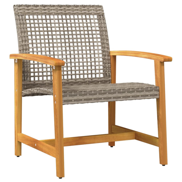 Set mobilier de grădină, 5 piese, poliratan gri/lemn de acacia WALTI