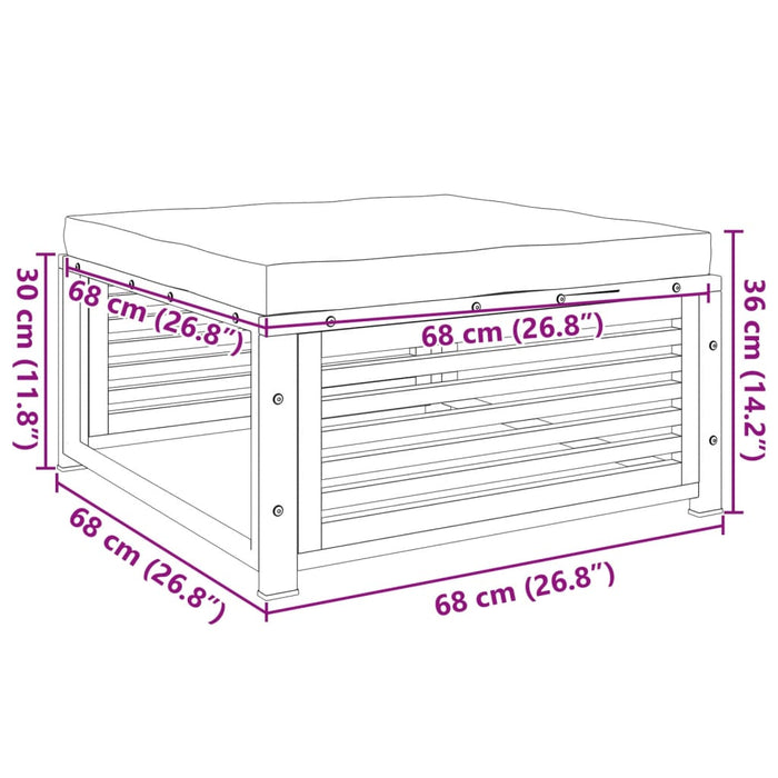 Taburet de grădină cu pernă 68x68x30 cm lemn masiv acacia - WALTI WALTI