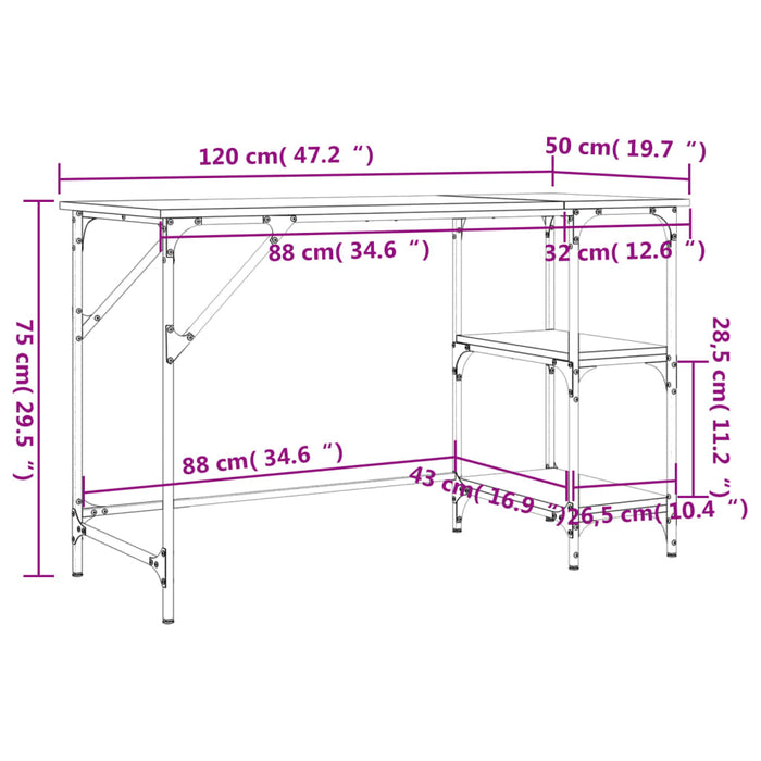 Birou, stejar fumuriu, 120x50x75 cm, metal și lemn prelucrat - WALTI WALTI