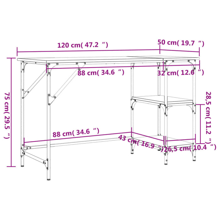 Birou, gri sonoma, 120x50x75 cm, metal și lemn prelucrat - WALTI WALTI