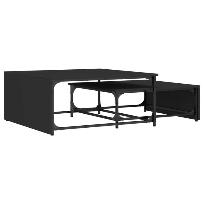 Mese suprapuse de cafea, 2 buc., negru, lemn prelucrat/metal - WALTI WALTI