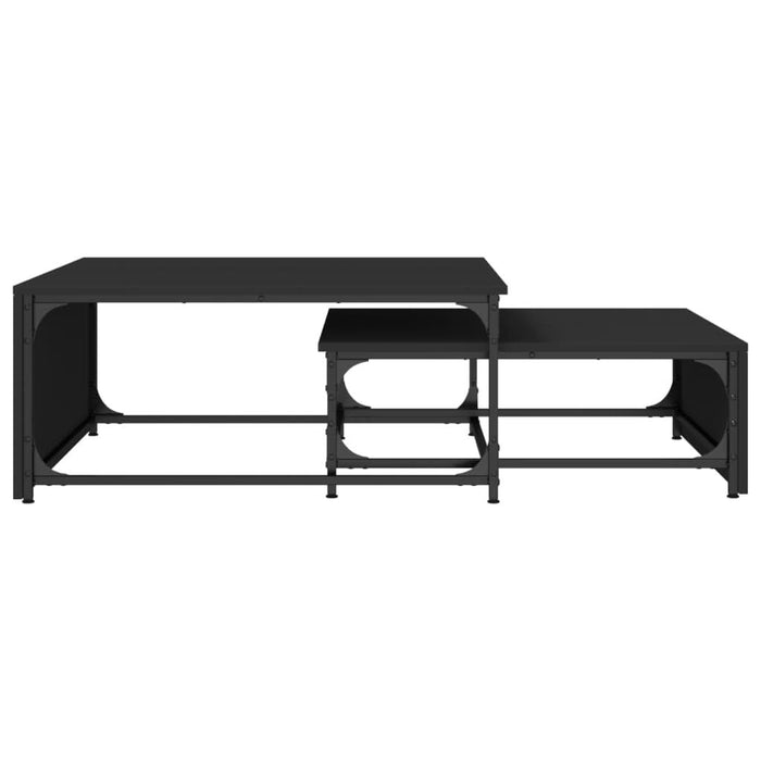 Mese suprapuse de cafea, 2 buc., negru, lemn prelucrat/metal - WALTI WALTI