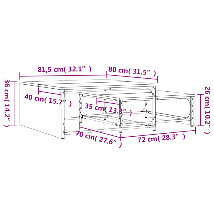 Mese suprapuse de cafea, 2 buc, lemn prelucrat/metal WALTI