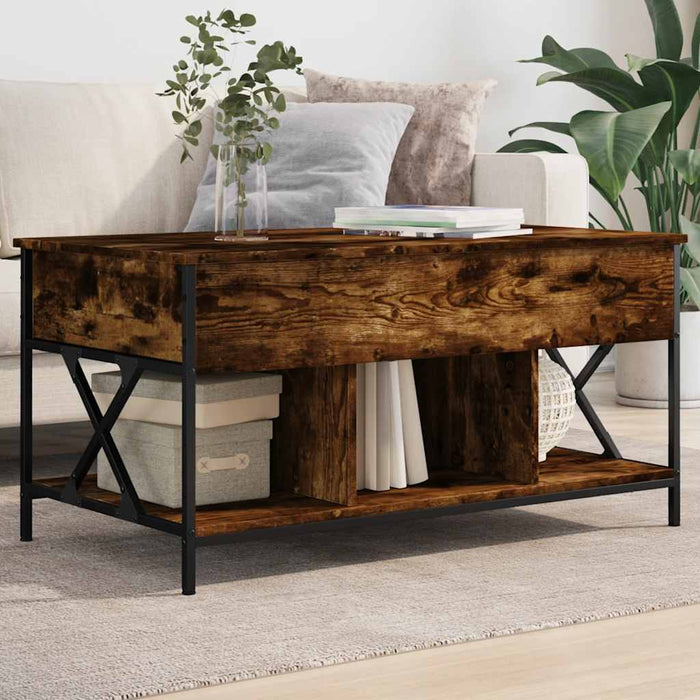 Măsuță de cafea stejar fumuriu 100x55x50cm lemn prelucrat/metal - WALTI WALTI