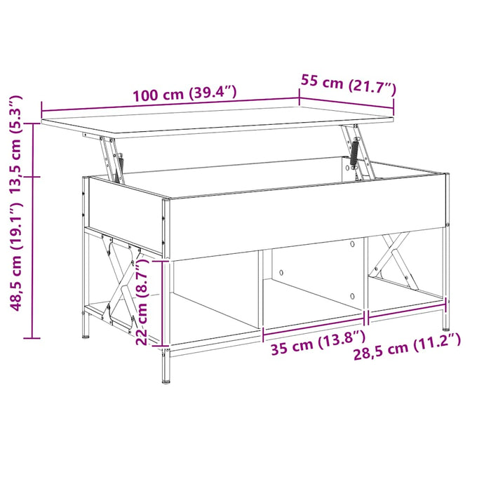 Măsuță de cafea gri sonoma 100x55x50 cm lemn prelucrat și metal - WALTI WALTI