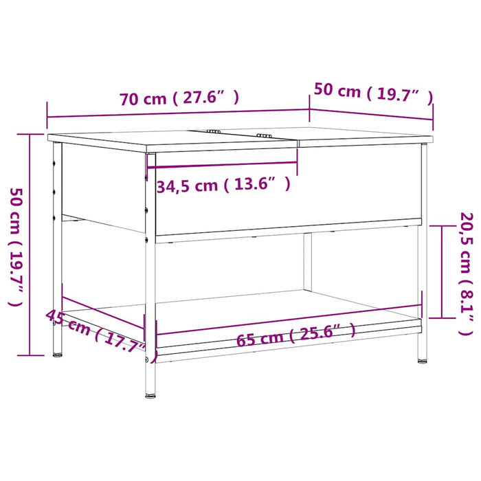 Măsuță de cafea, negru, 70x50x50 cm, lemn prelucrat și metal WALTI