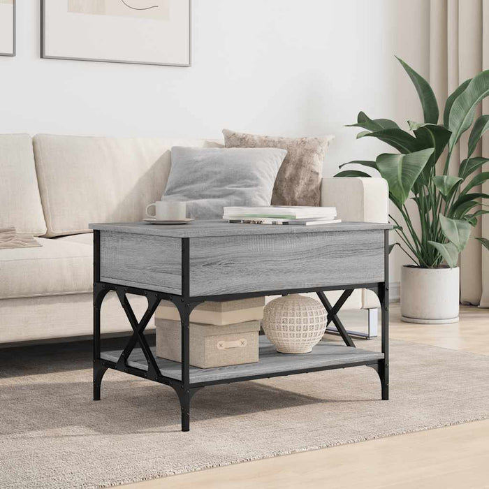 Măsuță de cafea sonoma gri 70x50x50 cm lemn prelucrat și metal - WALTI WALTI