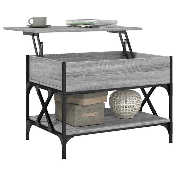 Măsuță de cafea sonoma gri 70x50x50 cm lemn prelucrat și metal - WALTI WALTI