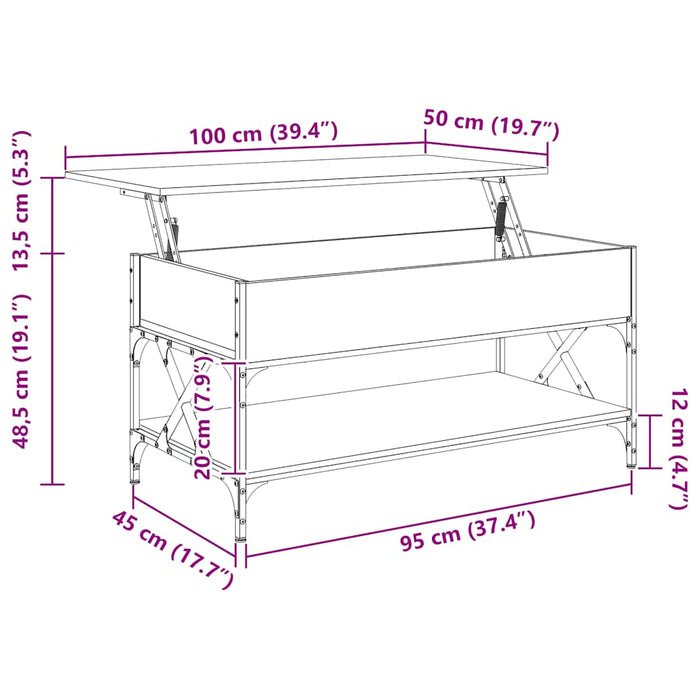 Măsuță de cafea stejar sonoma 100x50x50 cm lemn prelucrat/metal - WALTI WALTI