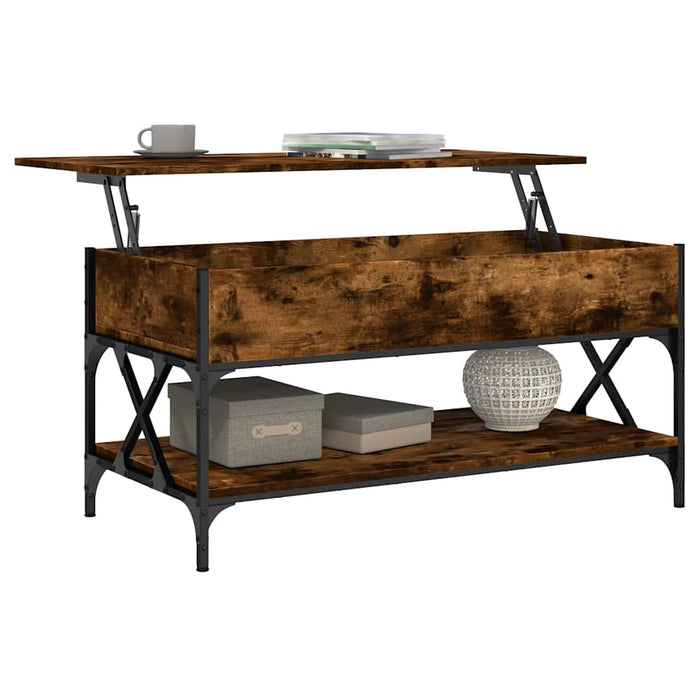 Măsuță de cafea stejar fumuriu 100x50x50cm lemn prelucrat/metal - WALTI WALTI