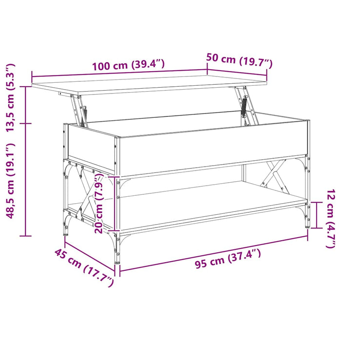 Măsuță de cafea stejar fumuriu 100x50x50cm lemn prelucrat/metal - WALTI WALTI