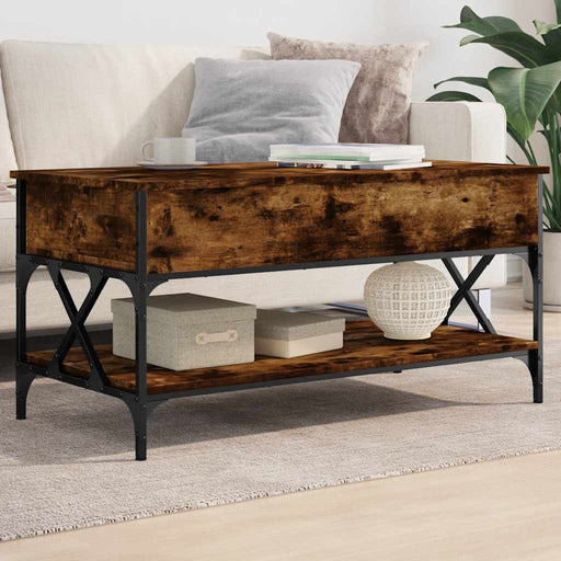 Măsuță de cafea stejar fumuriu 100x50x50cm lemn prelucrat/metal - WALTI WALTI