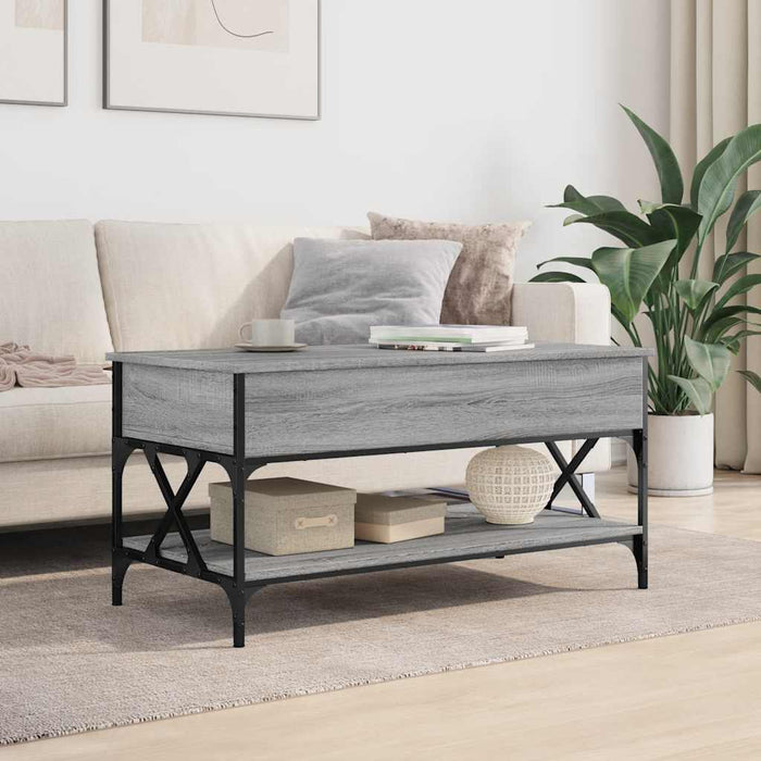 Măsuță de cafea gri sonoma 100x50x50 cm lemn prelucrat și metal - WALTI WALTI
