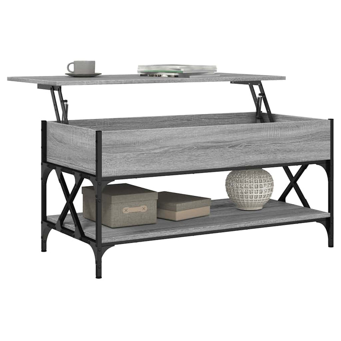Măsuță de cafea gri sonoma 100x50x50 cm lemn prelucrat și metal - WALTI WALTI
