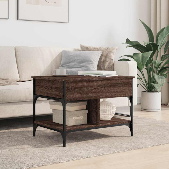 Măsuță de cafea stejar maro 70x50x50 cm lemn prelucrat și metal - WALTI WALTI
