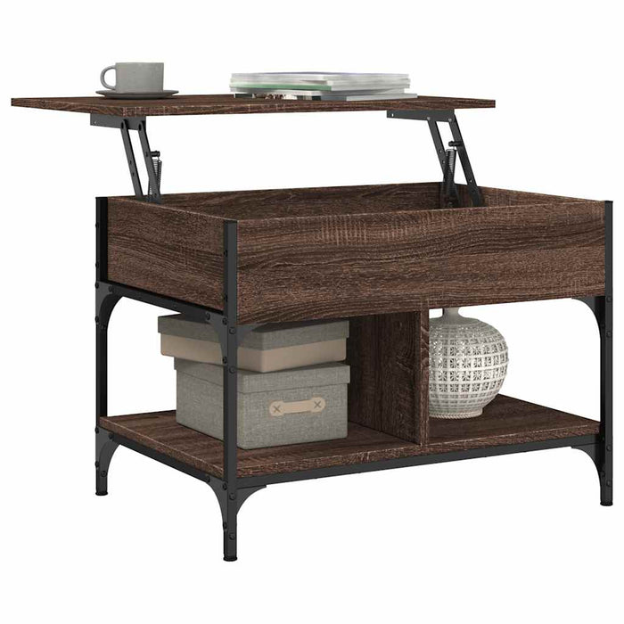 Măsuță de cafea stejar maro 70x50x50 cm lemn prelucrat și metal - WALTI WALTI