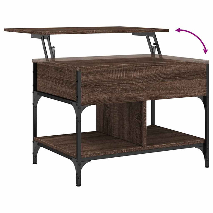 Măsuță de cafea stejar maro 70x50x50 cm lemn prelucrat și metal - WALTI WALTI