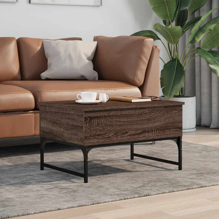 Măsuță de cafea stejar maro 70x50x40 cm lemn prelucrat și metal - WALTI WALTI