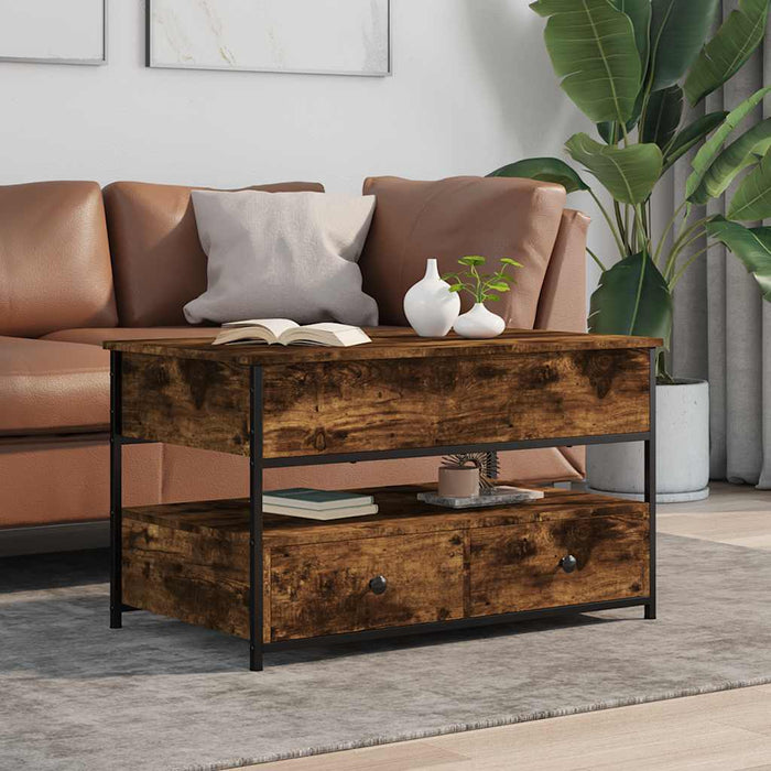 Măsuță de cafea stejar maro 70x50x50 cm lemn prelucrat și metal WALTI