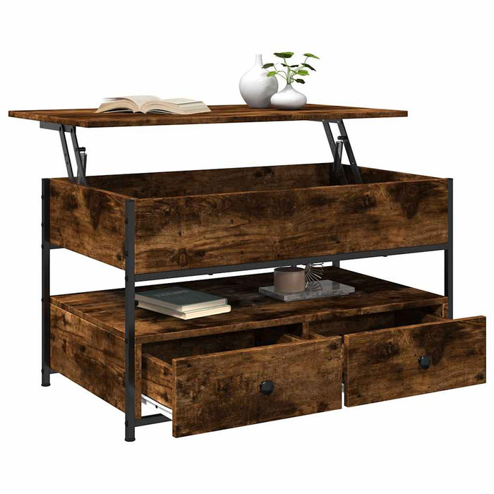 Măsuță de cafea stejar maro 70x50x50 cm lemn prelucrat și metal WALTI
