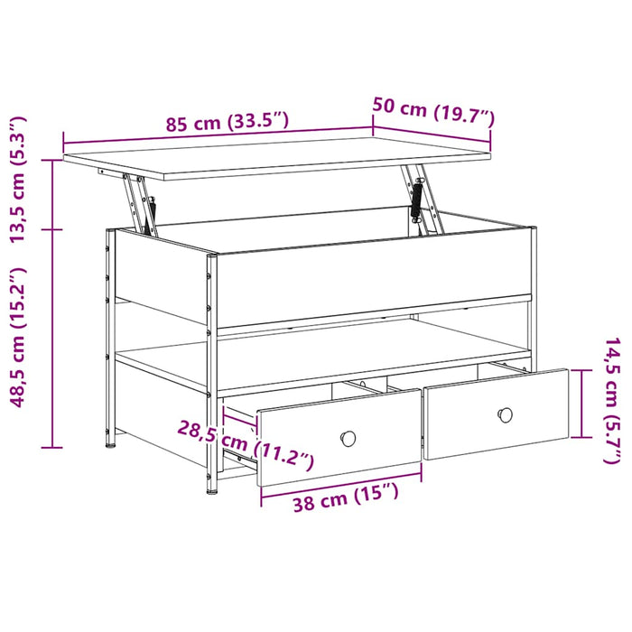Măsuță de cafea stejar sonoma 85x50x50 cm lemn prelucrat/metal WALTI