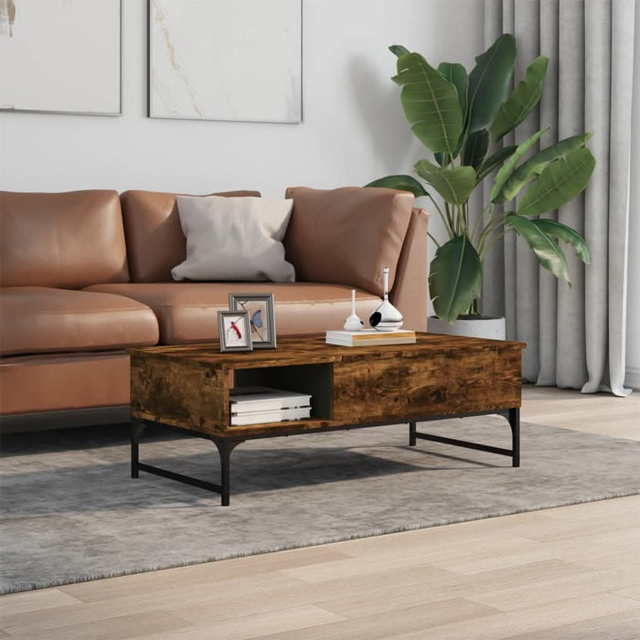 Măsuță de cafea stejar fumuriu 100x50x35cm lemn prelucrat/metal - WALTI WALTI