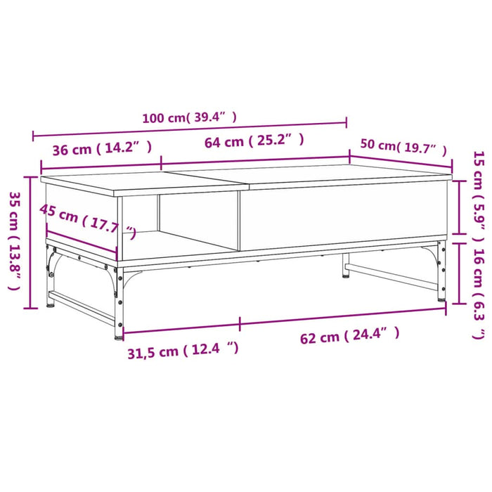 Măsuță de cafea, gri sonoma, 100x50x35 cm, lemn prelucrat/metal - WALTI WALTI