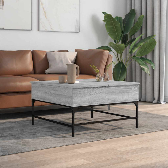 Măsuță de cafea gri sonoma 80x80x45 cm lemn prelucrat și metal - WALTI WALTI