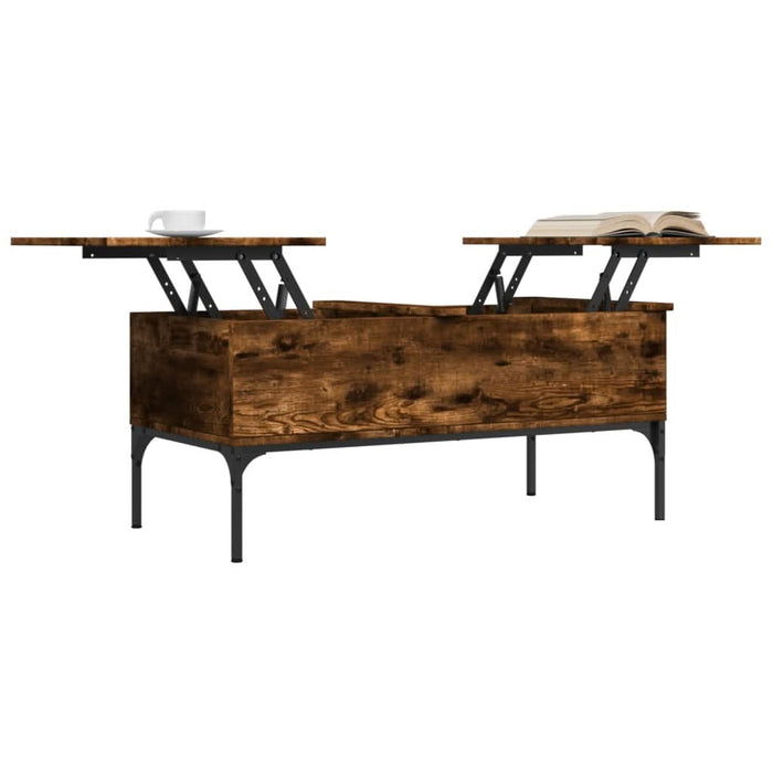 Măsuță cafea, stejar fumuriu 100x50x45 cm lemn prelucrat/metal - WALTI WALTI