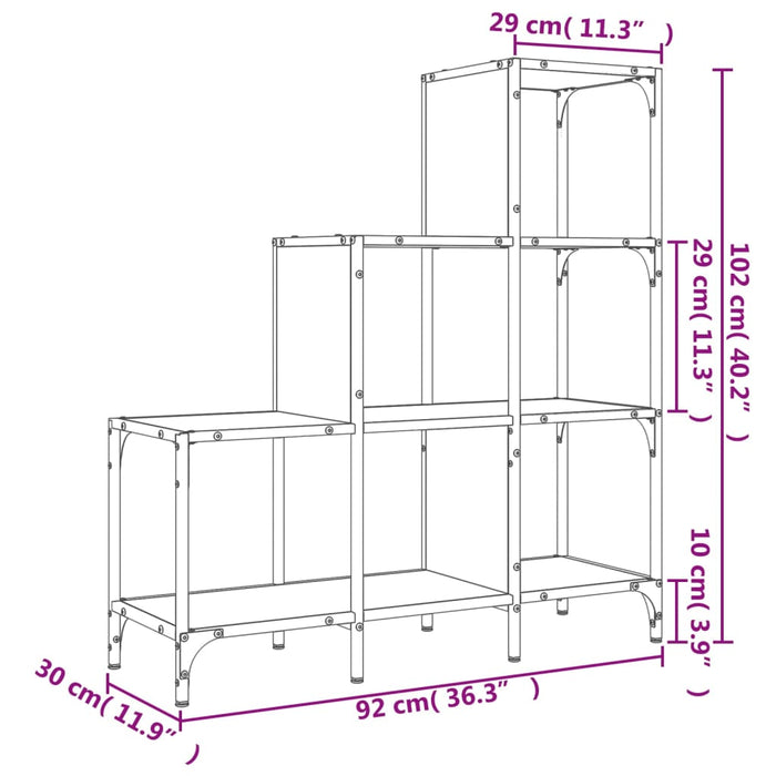 Bibliotecă, negru, 92x30x102 cm, lemn prelucrat și metal - WALTI WALTI