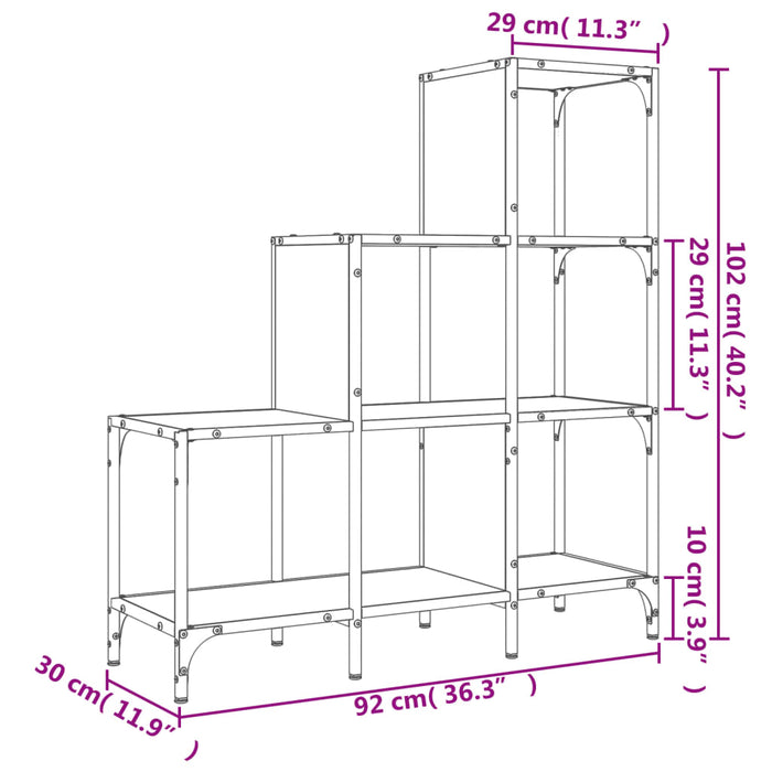 Bibliotecă, stejar sonoma, 92x30x102 cm, lemn prelucrat/metal - WALTI WALTI