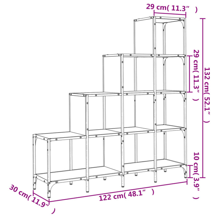 Bibliotecă, stejar sonoma, 122x30x132 cm, lemn prelucrat/metal - WALTI WALTI