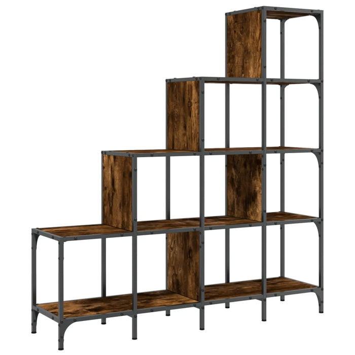 Bibliotecă, stejar fumuriu, 122x30x132 cm, lemn prelucrat/metal WALTI
