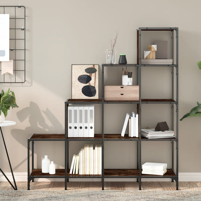 Bibliotecă, stejar fumuriu, 122x30x132 cm, lemn prelucrat/metal WALTI