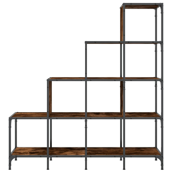 Bibliotecă, stejar fumuriu, 122x30x132 cm, lemn prelucrat/metal WALTI